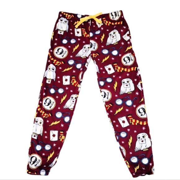 HARRY POTTER PLUSH FLEECE PAJAMA/ LOUNGE BOTTOMS SZ. S - Picture 1 of 5